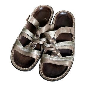 NAOT Leather Sandals Heel Tan Gold Subtle Shimmer 37